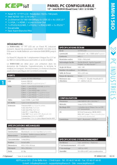 Panel PC Intel | 15'' 