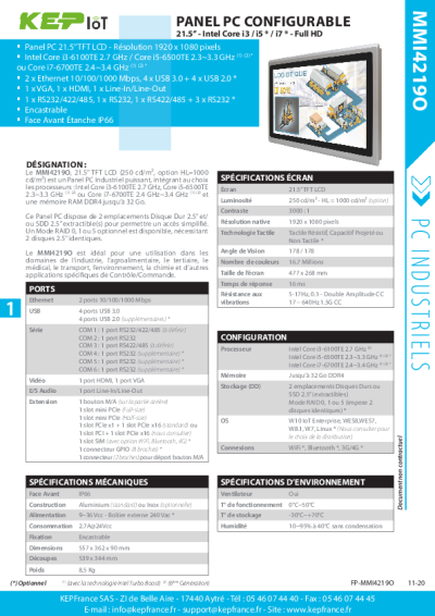 Panel PC Configurable, Puissant - MMI4219O