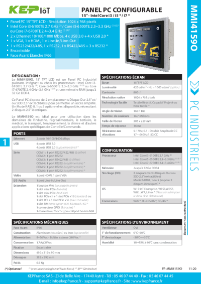 Panel PC puissant - MMI4159O 