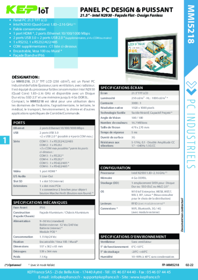 PC industriel wide 21.5'' - MMI5218