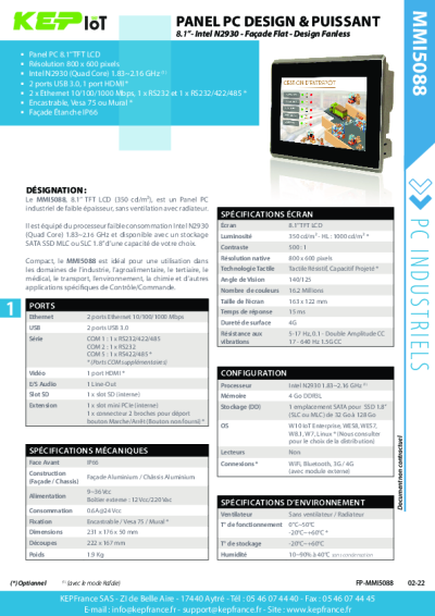 Panel PC encastrable - MMI5088