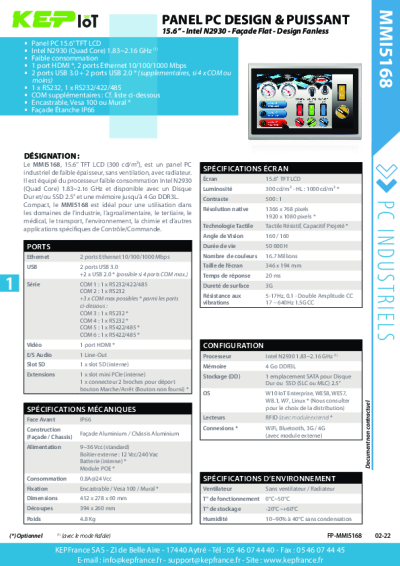 Panel PC | Encastrable 15.6''