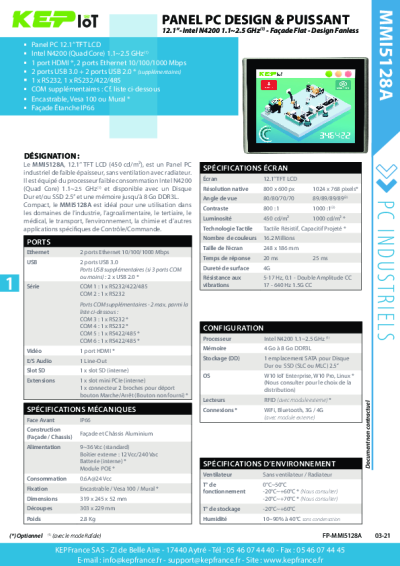 PC industriel tactile - KEPIoT - MMI5128A