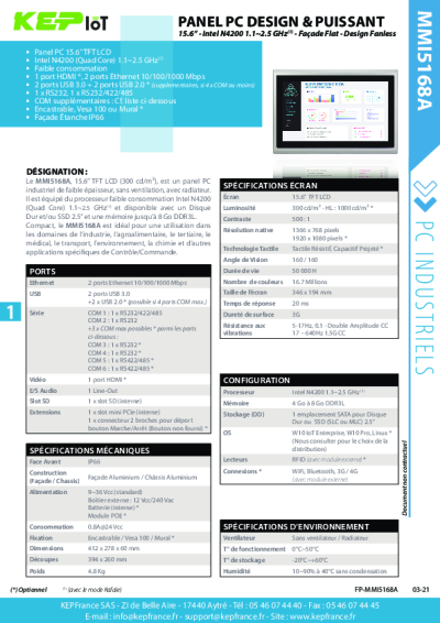 Panel PC Industriel - MMI5168A