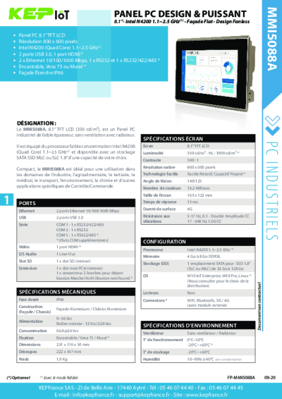 PC Industriel Tactile 8'' - Compact - Economique - MMI5088A