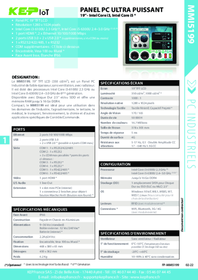 Panel PC Industriel Fanless Tactile Puissant - MMI5199