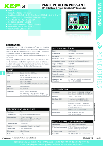 Panel PC industriel Fanless, Puissant – MMI5179B