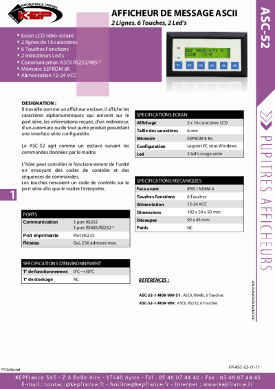 Afficheur de Message Weintek - ASC 52