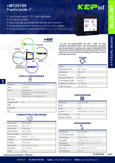 cMT2078X Pupitre tactile