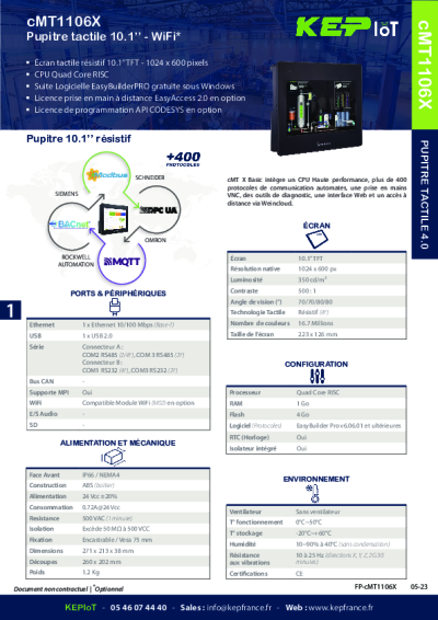 cMT1106X Weintek - IHM tactile 10''
