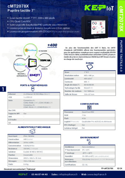 cMT2078X Pupitre tactile