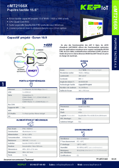 Pupitre tactile 15,6'' - cMT-Series - cMT2166X