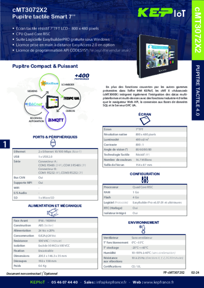 Pupitre smart 7'' - cMT3072X2 Weintek