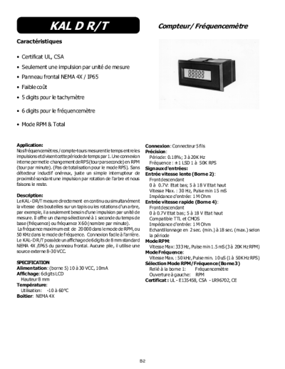 Compteur/Timer Industriel, Tachymètre – KAL-DR/T