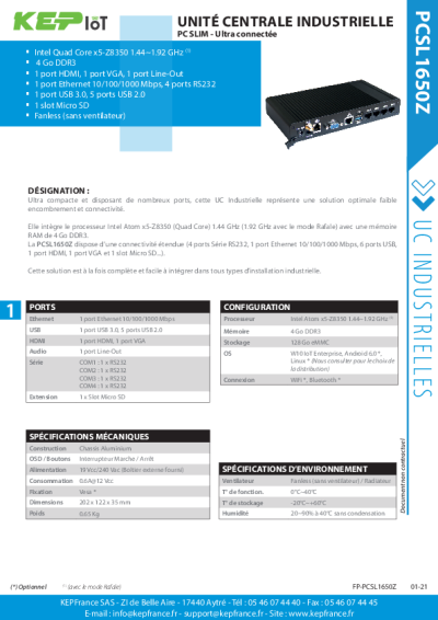 UC Industrielle, Ultra Connectée - PCSL1650Z